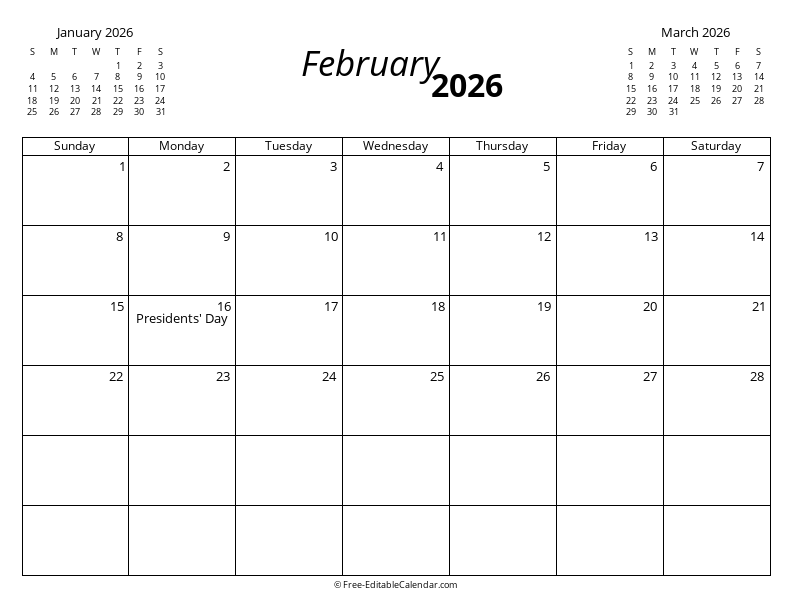 February 2026 with Mini Calendars