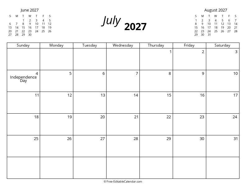 July 2027 with Mini Calendars