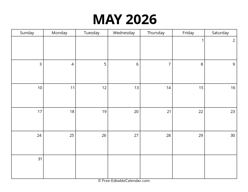 May 2026 Blank Calendar