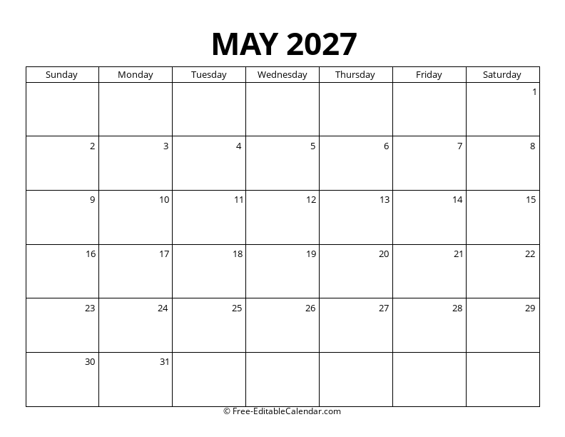 May 2027 Blank Calendar