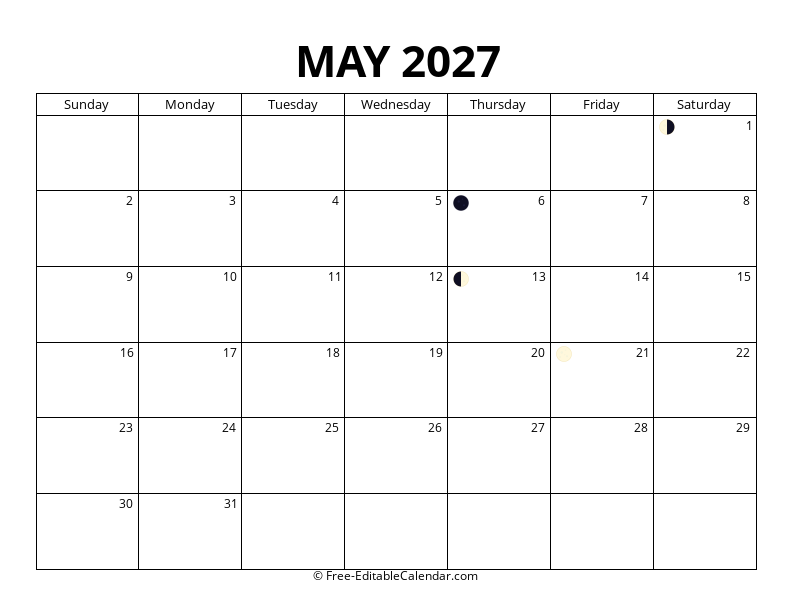 May 2027 Moon Phase Calendar