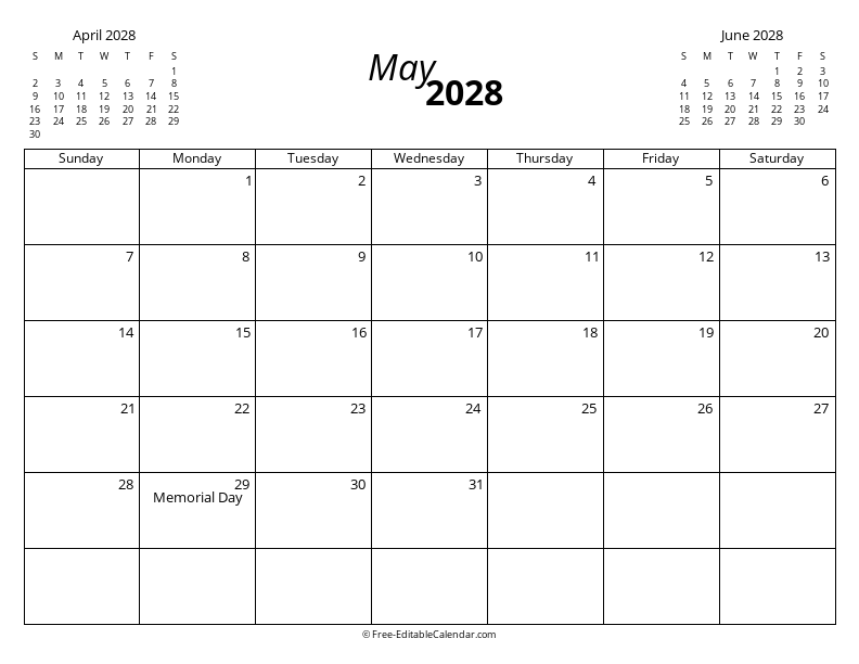 May 2028 with Mini Calendars