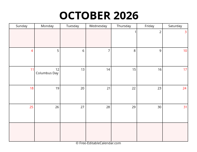 2026 Monthly PDF Calendar
