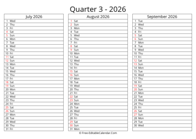 Q3 2026 — Landscape, Daily List View