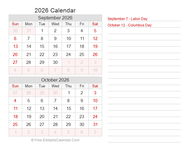 2026 Bi-Monthly PDF Calendar