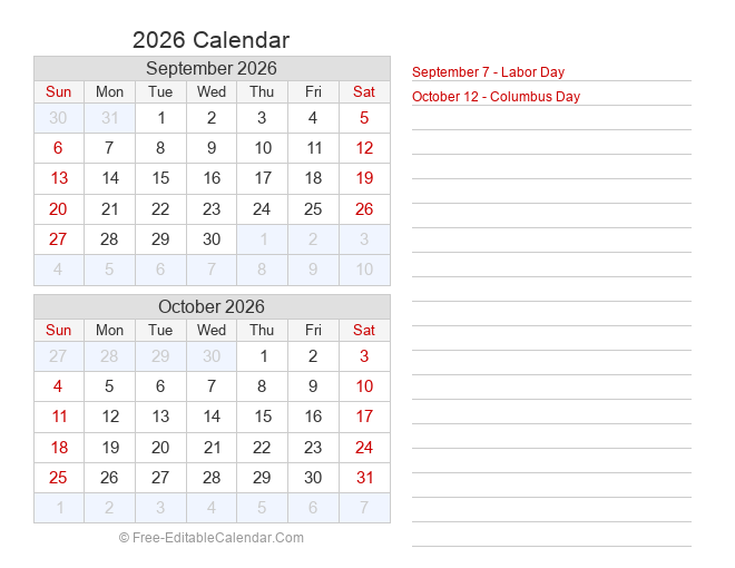 2026 Bi-Monthly Word Calendar