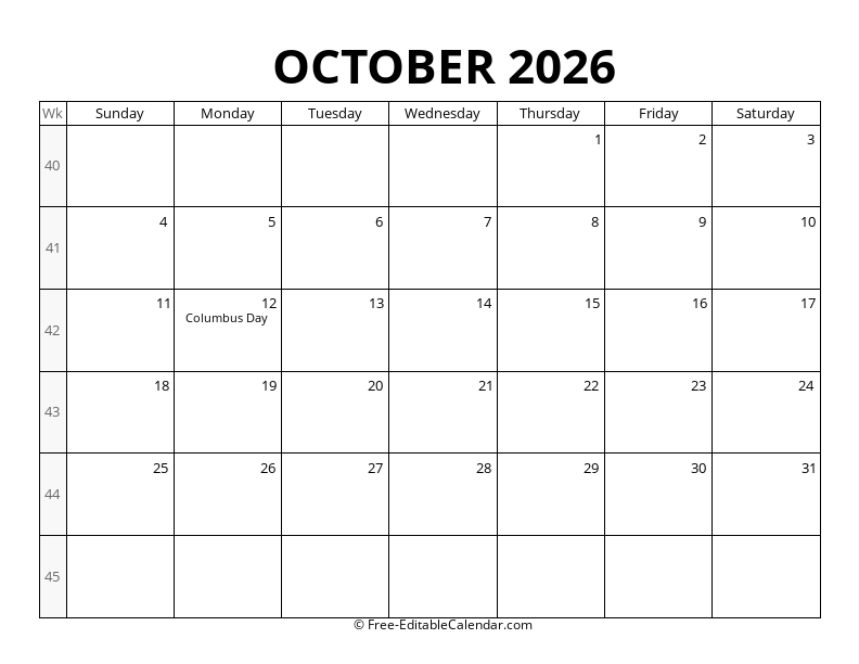 2026 Calendar with Week Numbers