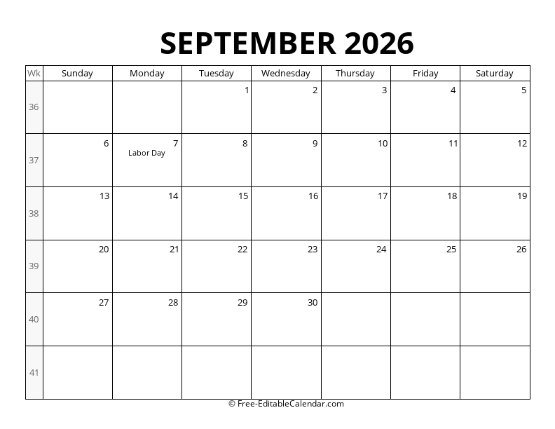 2026 Calendar with Week Numbers