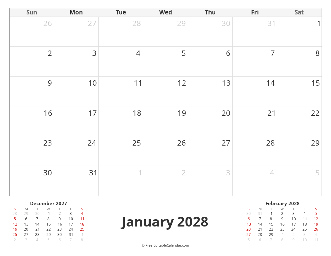 Three Month Calendar
