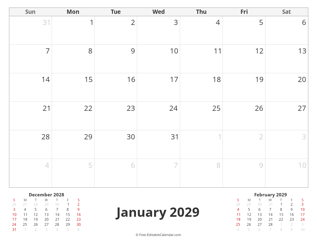 Three Month Calendar
