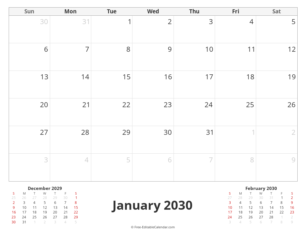 Three Month Calendar