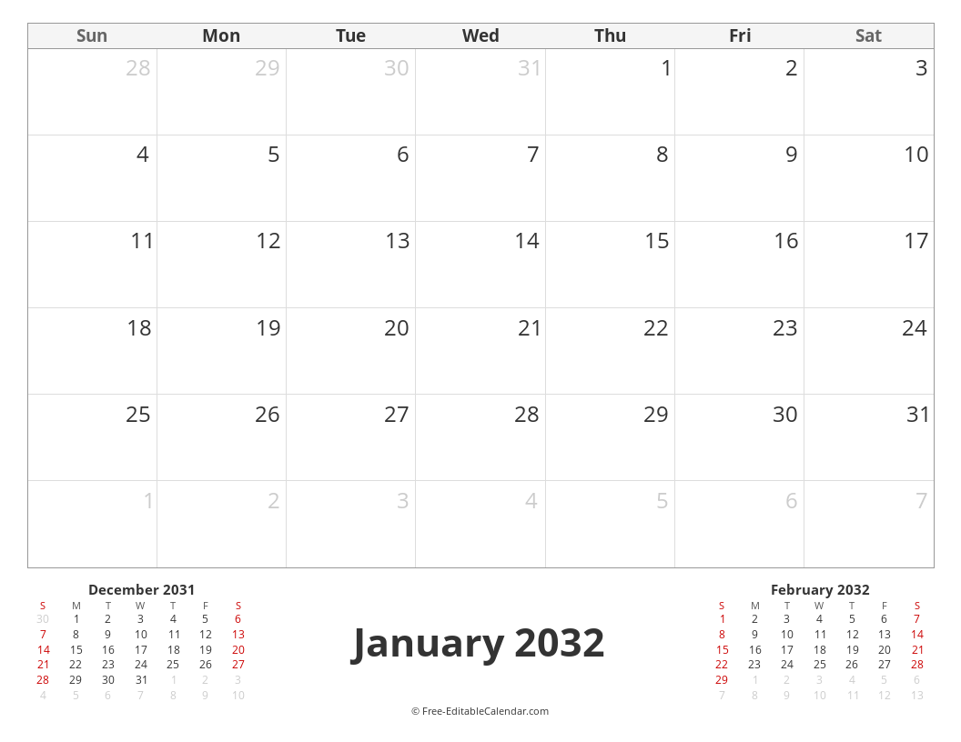 Three Month Calendar
