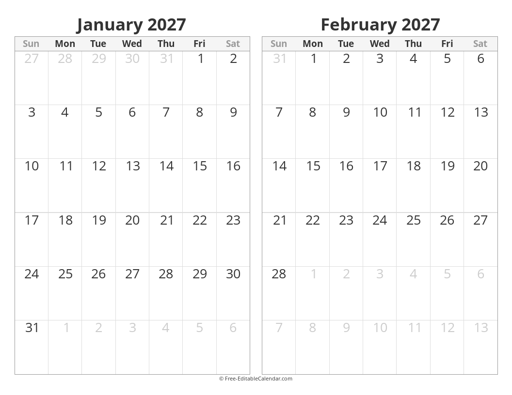 Two months calendar side by side