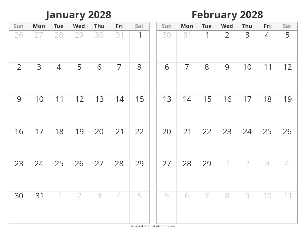 Two months calendar side by side