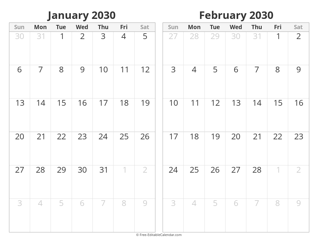 Two months calendar side by side