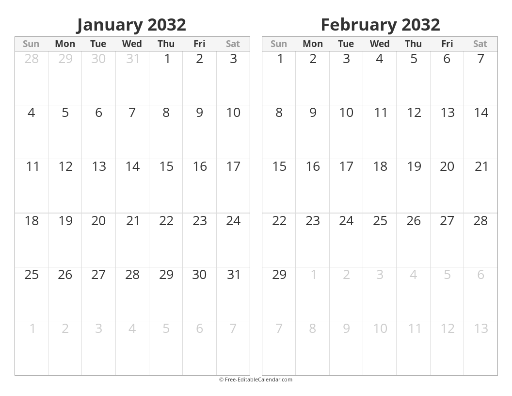 Two months calendar side by side