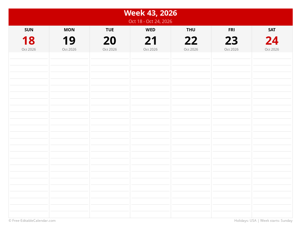 Week 4, 2030 Calendar - Jan 20 - Jan 26, 2030